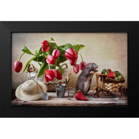 The Farmer Black Modern Wood Framed Art Print by Grigorjeva, Eleonora