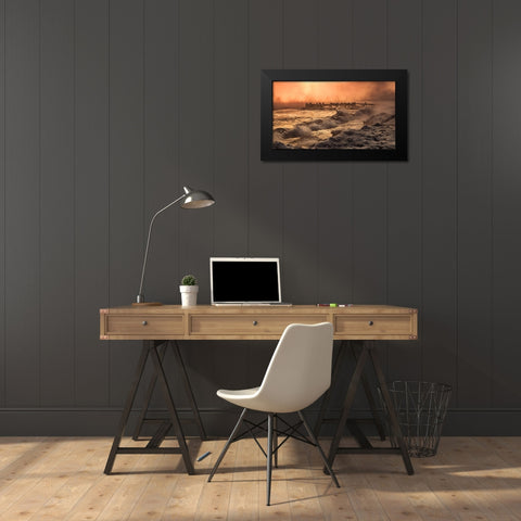 Liquid Gold Black Modern Wood Framed Art Print by Breau, Susan