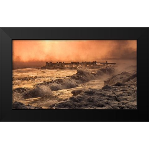 Liquid Gold Black Modern Wood Framed Art Print by Breau, Susan