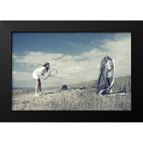 Game-Set And Match Black Modern Wood Framed Art Print by Vink, Hans