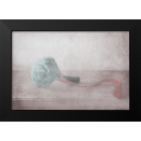The Red Ribbon Black Modern Wood Framed Art Print by Devos, Delphine