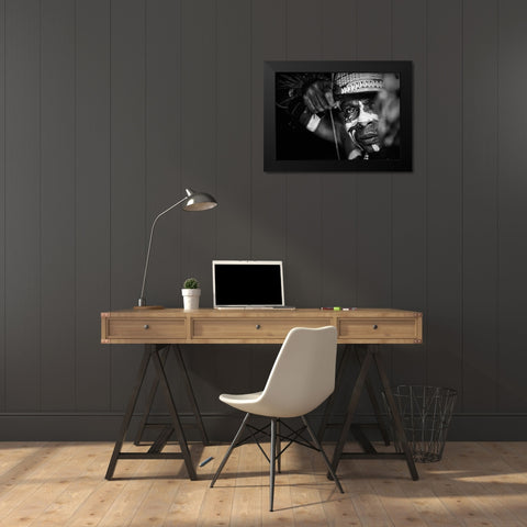 Asmat Warrior Black Modern Wood Framed Art Print by Nasution, Girdan