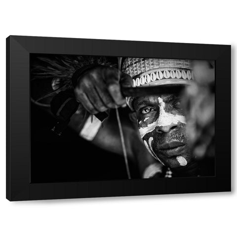 Asmat Warrior Black Modern Wood Framed Art Print by Nasution, Girdan