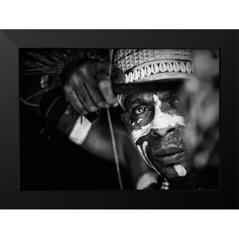 Asmat Warrior Black Modern Wood Framed Art Print by Nasution, Girdan