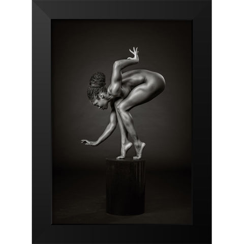Delicately Poised Black Modern Wood Framed Art Print by Catchlight Studio