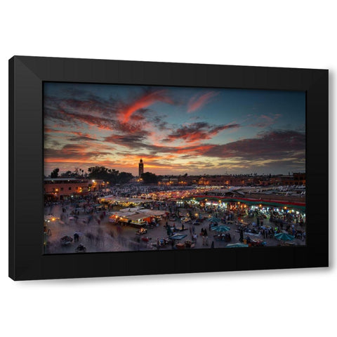 Sunset Over Jemaa Le Fnaa Square In Marrakech-Morocco Black Modern Wood Framed Art Print with Double Matting by Mirica, Dan