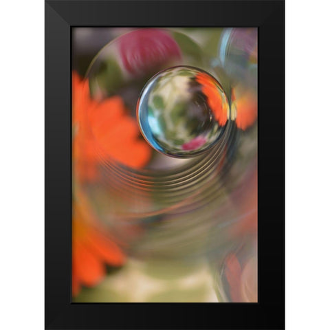 Floral Sphere Black Modern Wood Framed Art Print by Westum, Heidi