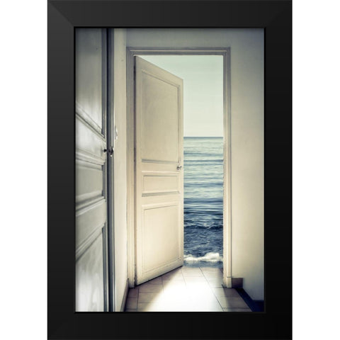 Behind The Door Black Modern Wood Framed Art Print by Marcel, Christian