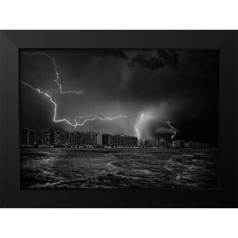 Sometimes-The Sky Screams ... Black Modern Wood Framed Art Print by Depaepe, Yvette