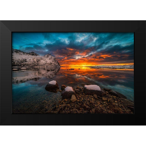 Sky On Fire Black Modern Wood Framed Art Print by Hoffmann, Raymond