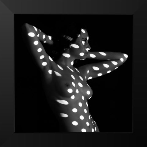 Nude Dots Black Modern Wood Framed Art Print by Blasko, Jan
