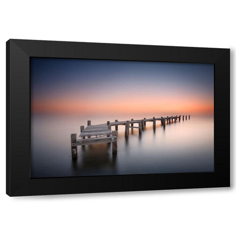 Old Pier Ii Black Modern Wood Framed Art Print with Double Matting by Beut, Jose