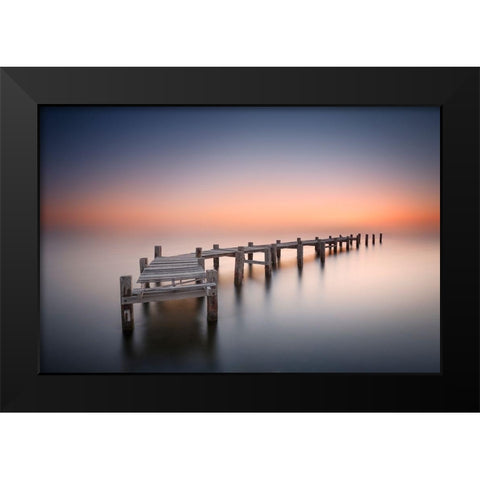 Old Pier Ii Black Modern Wood Framed Art Print by Beut, Jose