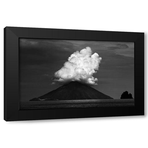 Stromboli Eruption Black Modern Wood Framed Art Print by Hawerkamp, Hans-Wolfgang