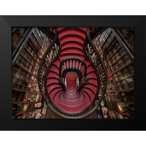 Livraria Lello Black Modern Wood Framed Art Print by Carlos