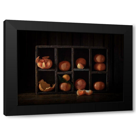 Still Life With Oranges Black Modern Wood Framed Art Print with Double Matting by Bonadio, Heather