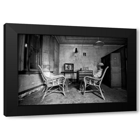 The Usual Fresh News Black Modern Wood Framed Art Print with Double Matting by Ferrara, Carlo