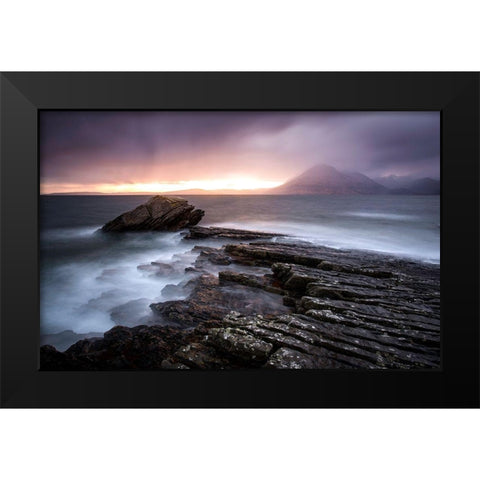 Sunset At Elgol Beach Black Modern Wood Framed Art Print by Nussthaler, Nicoleta