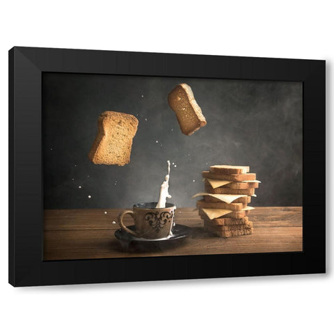 Splash Black Modern Wood Framed Art Print with Double Matting by Bader, Ali
