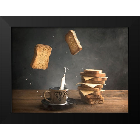 Splash Black Modern Wood Framed Art Print by Bader, Ali
