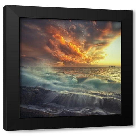 Delirium With Colors Black Modern Wood Framed Art Print by Lazzarotti, Paolo