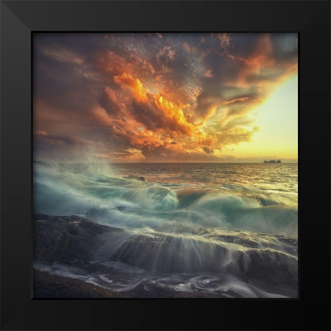 Delirium With Colors Black Modern Wood Framed Art Print by Lazzarotti, Paolo