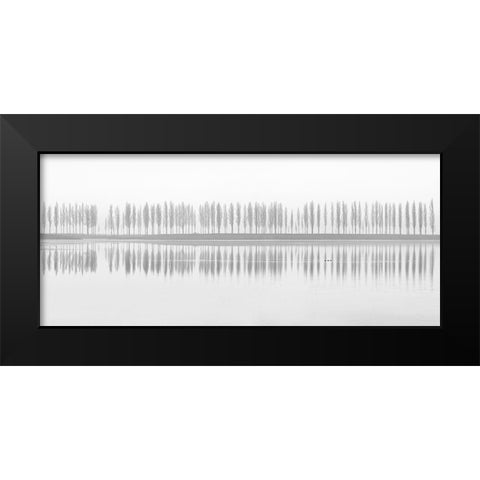 Misty Alley Black Modern Wood Framed Art Print by Fotoea