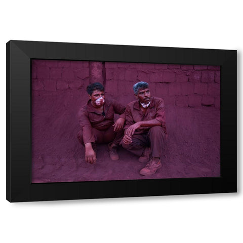 Red Worker Black Modern Wood Framed Art Print by Naghavi Anaraki, Pantea