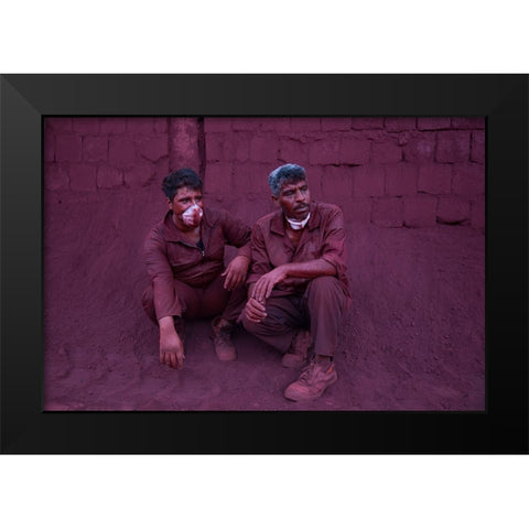 Red Worker Black Modern Wood Framed Art Print by Naghavi Anaraki, Pantea