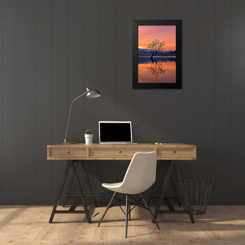 Lone Tree Is Not Lonely Black Modern Wood Framed Art Print by Xu, Mei
