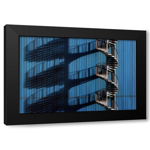 Spiral Staircase And Shadows Black Modern Wood Framed Art Print with Double Matting by Hawerkamp, Hans-Wolfgang