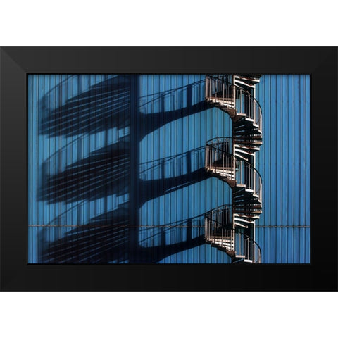 Spiral Staircase And Shadows Black Modern Wood Framed Art Print by Hawerkamp, Hans-Wolfgang