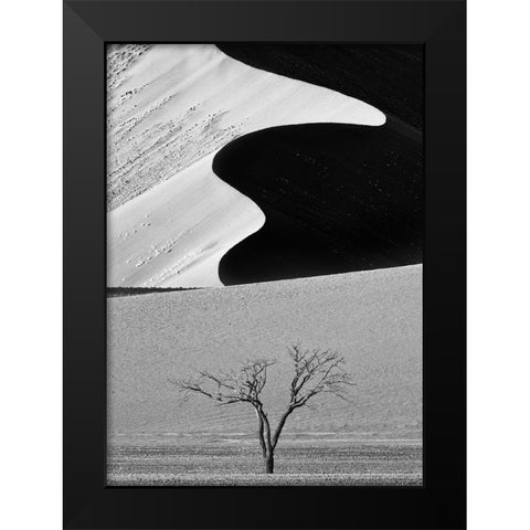 Dune Curves Black Modern Wood Framed Art Print by Khataw, Ali