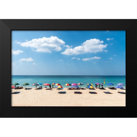 Beach Black Modern Wood Framed Art Print by Papadakis, Spyros