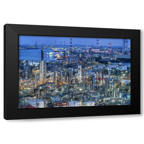 Coastal Industrial Area Black Modern Wood Framed Art Print with Double Matting by Tetsurou, Kobayashi