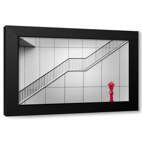 Fire Escape And Tap. Black Modern Wood Framed Art Print by Van Maastricht, Henk
