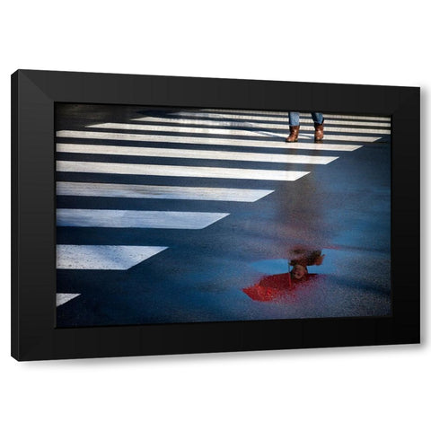 The Red Umbrella Black Modern Wood Framed Art Print by Apers, Marc