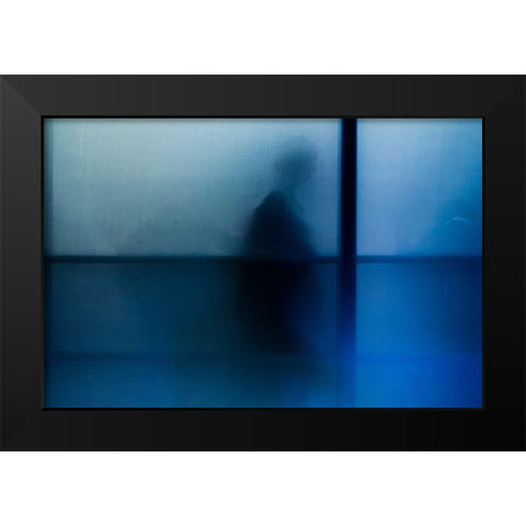 Blue Black Modern Wood Framed Art Print by Tonti, Carlo