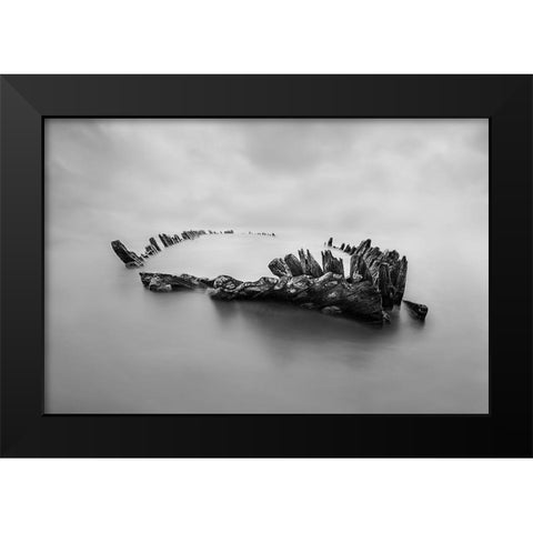 Ghost Ship Black Modern Wood Framed Art Print by Perez, Ritxard