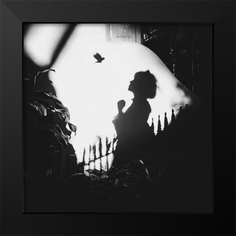 Shadows On The Wall Black Modern Wood Framed Art Print by F, Terry