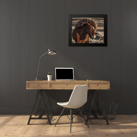 Windblown Black Modern Wood Framed Art Print by Ingibergsson, Bragi