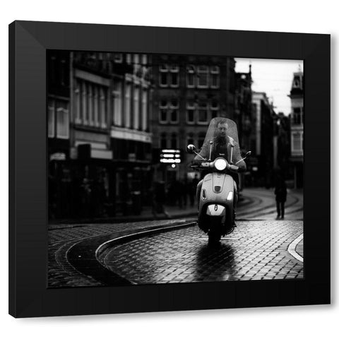 Vespa Black Modern Wood Framed Art Print with Double Matting by Oncete, Julien