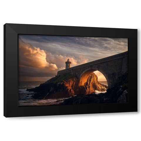 Under The Bridge Black Modern Wood Framed Art Print by Denis