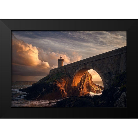 Under The Bridge Black Modern Wood Framed Art Print by Denis