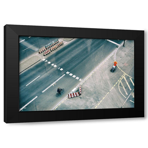 Light Traffic Black Modern Wood Framed Art Print by Scuka, Dasa