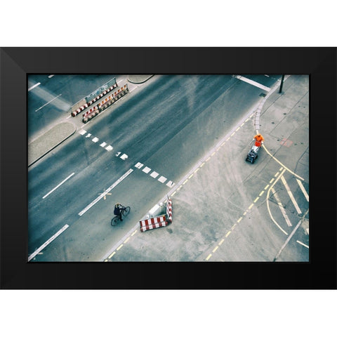 Light Traffic Black Modern Wood Framed Art Print by Scuka, Dasa