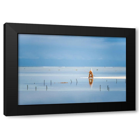 Low Tide Black Modern Wood Framed Art Print with Double Matting by Milushev, Anca