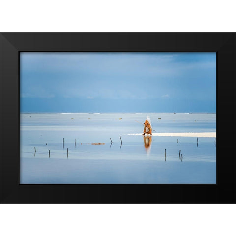 Low Tide Black Modern Wood Framed Art Print by Milushev, Anca