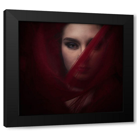 Red Panther Black Modern Wood Framed Art Print with Double Matting by Hardibudi