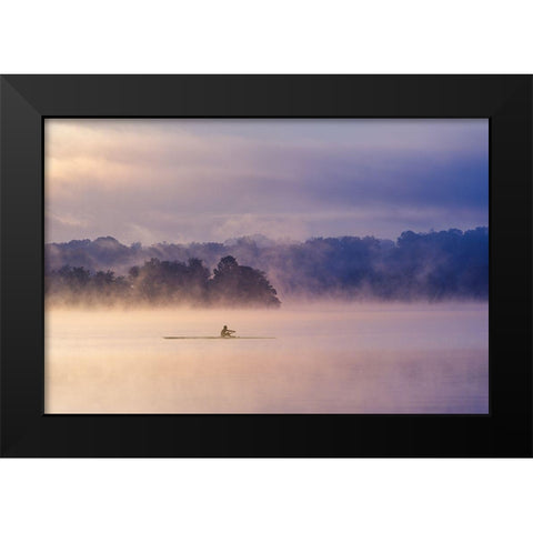 Morning Exercise Black Modern Wood Framed Art Print by Li, Austin